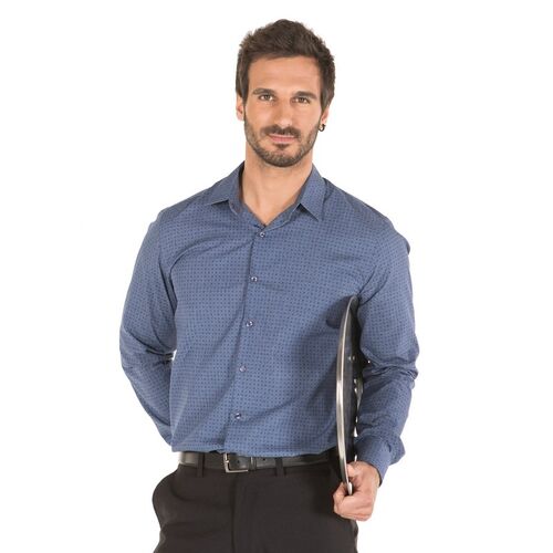 Camisa de caballero SLIM FIT Mod. GIANNI (1103) Azul Indigo Punteado Talla 38