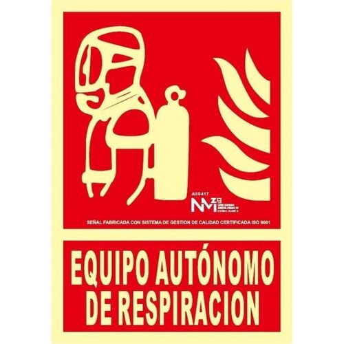 Señal "EQUIPO DE RESPIRACIÓN AUTÓNOMO". Tamaño 210x300