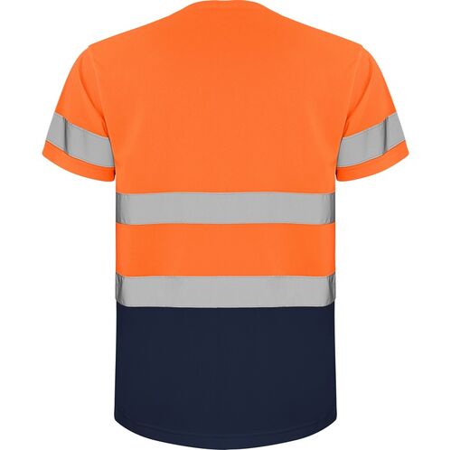 Camiseta de alta visibilidad Mod. DELTA Naranja Fluor / Azul Marino Talla L