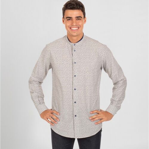 Camisa de caballero Mod. ALDO (1119)  Rayas / Triángulos marrones Talla 38