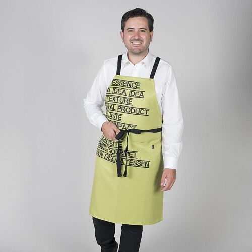 Delantal con peto Mod. GOURMET ESTAMPADO (614) Sarga Pol Pistacho Talla Única