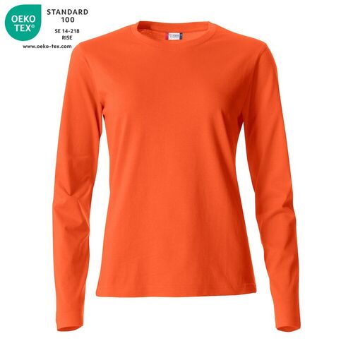 Camiseta de mujer de manga larga Mod. BASIC-T L/S LADIES Naranja rojizo (18) Talla L