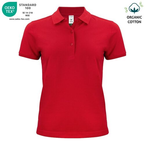 Polo de algodón orgánico Mod. CLASSIC OC POLO LADIES Rojo (35) Talla XS