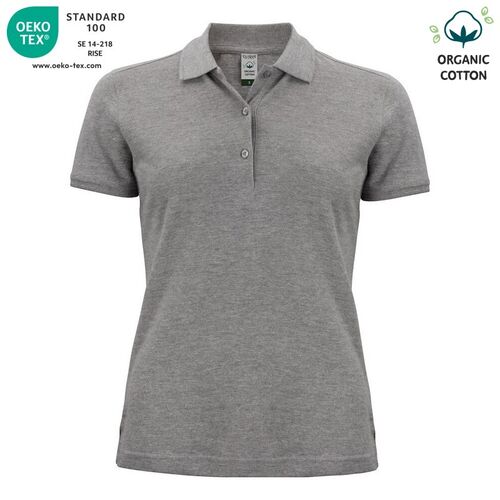 Polo de algodón orgánico Mod. CLASSIC OC POLO LADIES Gris jaspeado (95) Talla XS