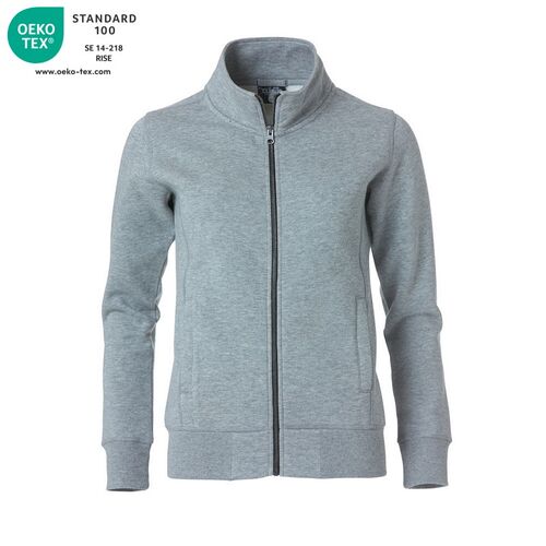 Sudadera con cremallera de señora Mod. CLASSIC CARDIGAN LADIES Gris jaspeado (95) Talla L