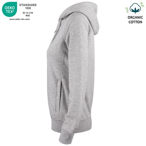 Sudadera Mod. ORGANIC COTTON HOODY FULL ZIP LADIES Gris jaspeado (95) Talla M