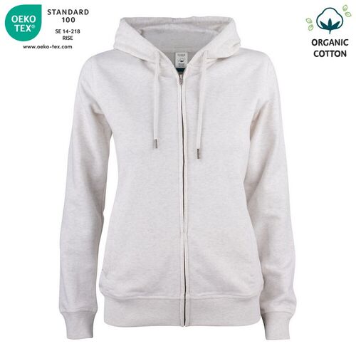 Sudadera Mod. ORGANIC COTTON HOODY FULL ZIP LADIES (925) Nature Melange Talla XS