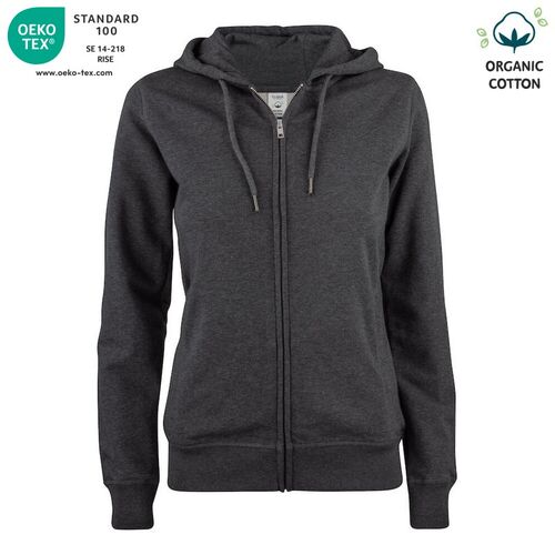 Sudadera Mod. ORGANIC COTTON HOODY FULL ZIP LADIES Antracita jaspeado (955) Talla M