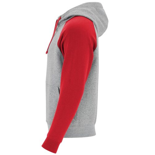 Sudadera con capucha unisex Mod. BADET (58/60) Gris Vigoré / Rojo Talla 3XL