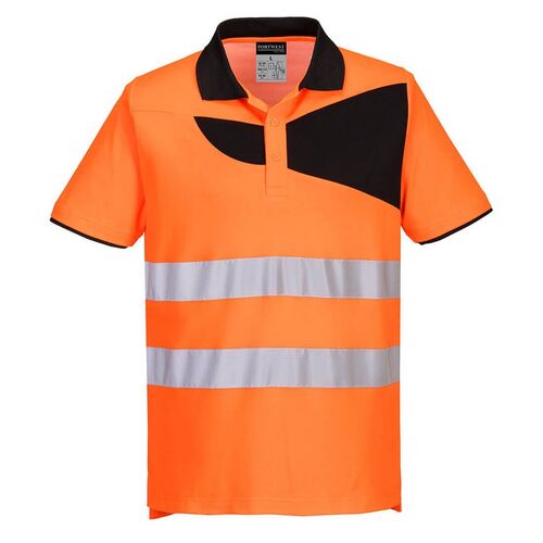 Polo de alta visibilidad Mod PW2 Naranja Fluor / Negro Talla XXL