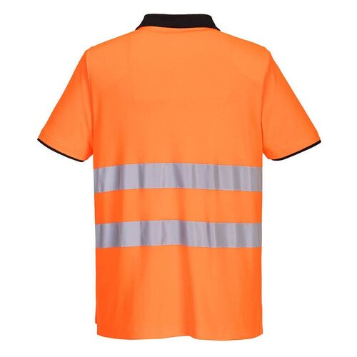 Polo de alta visibilidad Mod PW2 Naranja Fluor / Negro Talla XXL