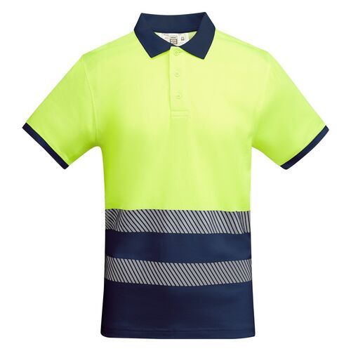 Polo de alta visibilidad con algodón Mod. ATRIO Marino/Amarillo Fluor (55/221) Talla L