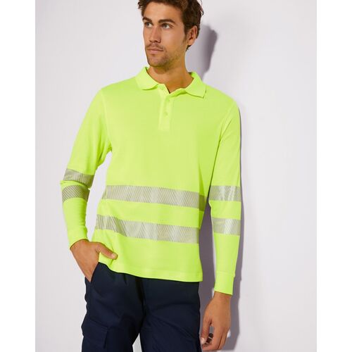 Polo de alta visibilidad con algodón Mod. ATRIO LS (221) Amarillo Flúor Talla S