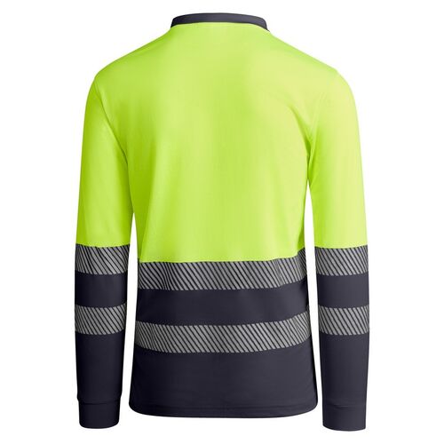 Polo de alta visibilidad con algodón Mod. ATRIO LS Plomo/Amarillo Fluor (23/221) Talla S