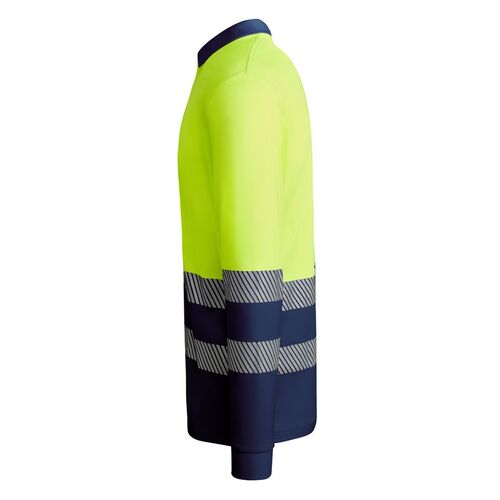 Polo de alta visibilidad con algodón Mod. ATRIO LS Marino/Amarillo Fluor (55/221) Talla L