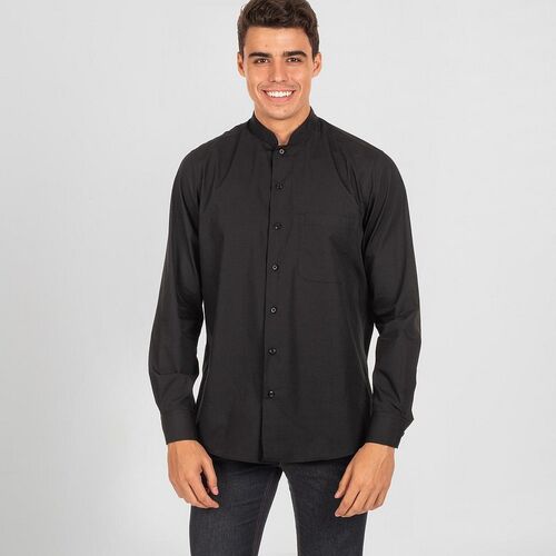 Camisa manga larga cuello mao (001) Negro Talla 44