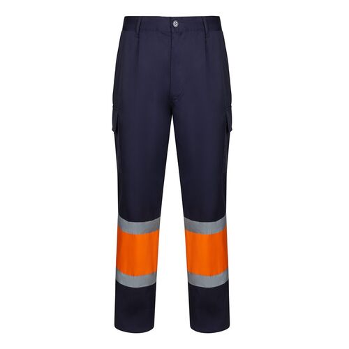 Pantalón de alta visibilidad básico Azul Marino / Naranja Fluor (1/19) Talla M