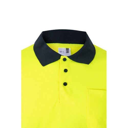 Polo manga larga de alta visibilidad Azul Marino / Amarillo Fluor (60) Talla M