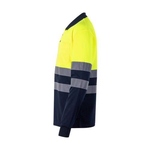 Polo manga larga de alta visibilidad Azul Marino / Amarillo Fluor (60) Talla L