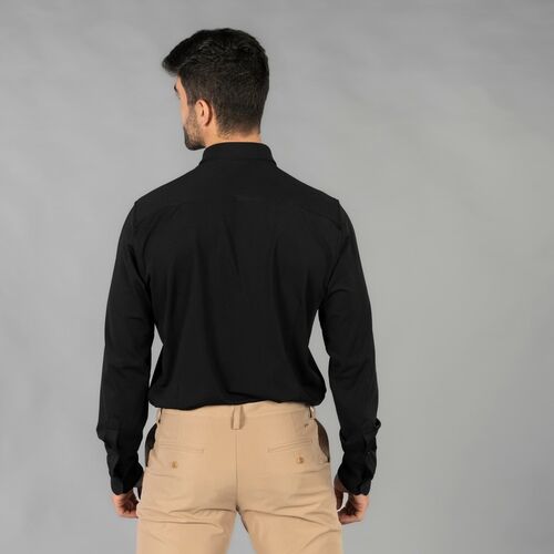 Camisa de hombre con tejido INTERLOCK Mod. LUZÓN (001) Negro Talla S