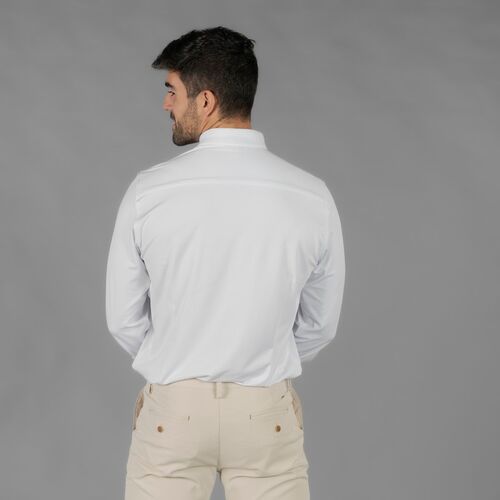 Camisa de hombre con tejido INTERLOCK Mod. LUZÓN (101) Blanco Talla S