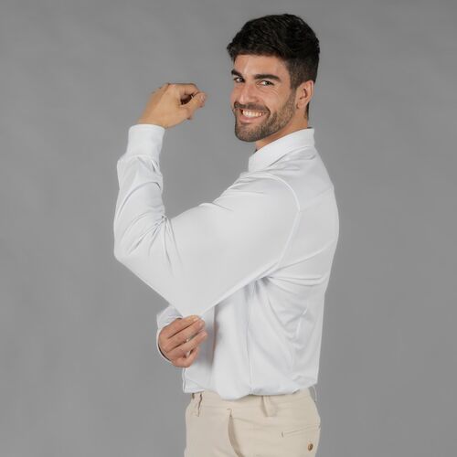 Camisa de hombre con tejido INTERLOCK Mod. LUZÓN (101) Blanco Talla S