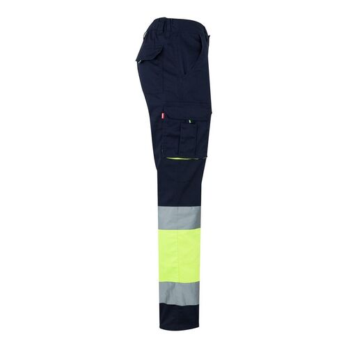 Pantalón stretch de alta visibilidad bicolor Azul Marino / Amarillo Fluor (60) Talla 3XL