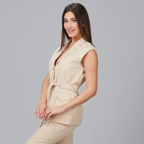 Chaleco con solapa de mujer Mod. ARABIS (110) Beige Talla XS