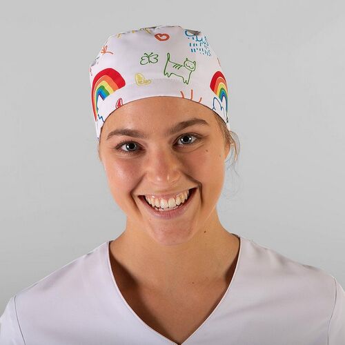 Gorro de cirujano con goma Mod. TODO VA A SALIR BIEN (4062) Arco Iris Talla Única