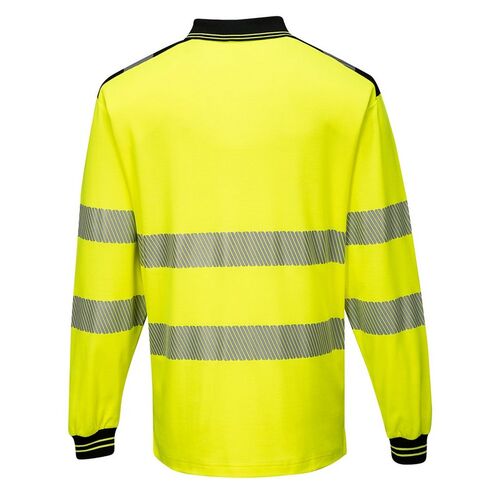 Polo de alta visibilidad de manga larga PW3 Amarillo Fluor / Negro Talla XS