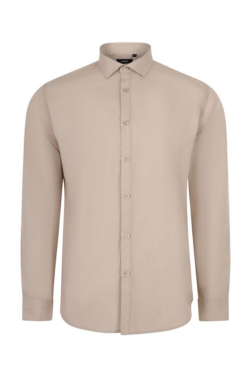 Camisa de caballero manga larga Mod. 405009 Beige Claro (47) Talla S