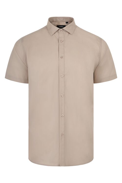 Camisa de caballero manga corta Mod. 405008 Beige Claro (47) Talla S