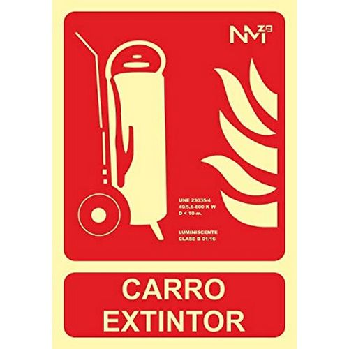 Señal de extinción CARRO EXTINTOR. CLASE B (PVC 0'7 mm) Tamaño 210x300 mm