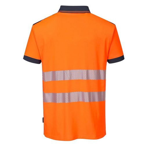 Polo de alta visibilidad Mod. T180 Naranja Fluor / Azul Marino Talla S