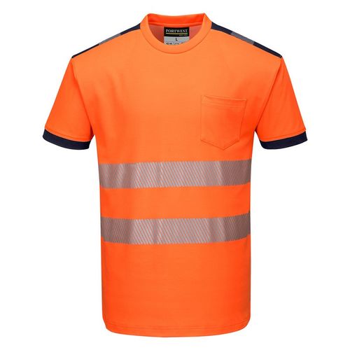 Camiseta de alta visibilidad Mod. VISION Naranja Fluor / Azul Marino Talla 3XL