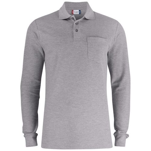 Polo de manga larga con bolsillo Gris jaspeado (95) Talla 3XL