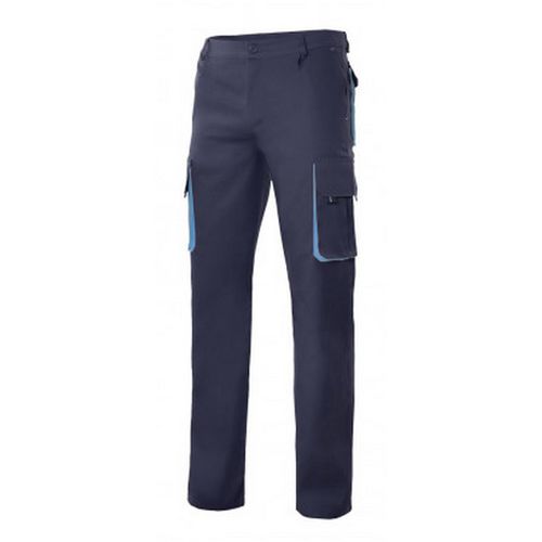 Pantalón multibolsillos bicolor Azul marino / Celeste Talla 46