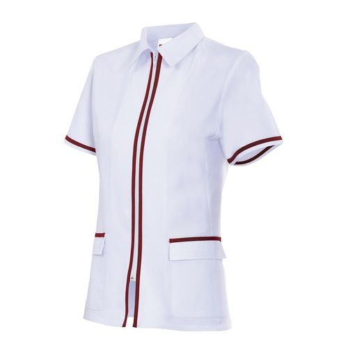 Chaqueta sanitaria entallada bicolor (MIN.10) Blanco (7) / Granate (18) Talla 0