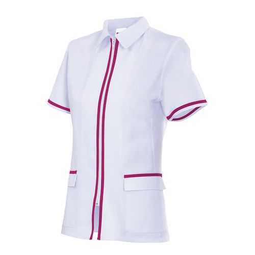 Chaqueta sanitaria entallada bicolor (MIN.10) Blanco (7) / Fucsia (23) Talla 0