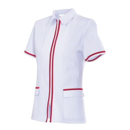 Chaqueta sanitaria entallada bicolor Blanco (7) / Rojo Coral (24) Talla 2