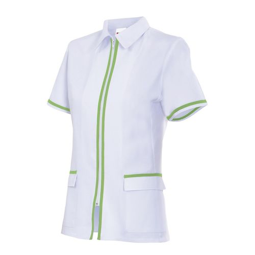 Chaqueta sanitaria entallada bicolor Blanco (7) / Verde Lima (25) Talla 2