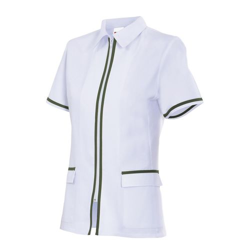 Chaqueta sanitaria entallada bicolor (MIN.10) Blanco (7) / Verde Caza (3) Talla 0