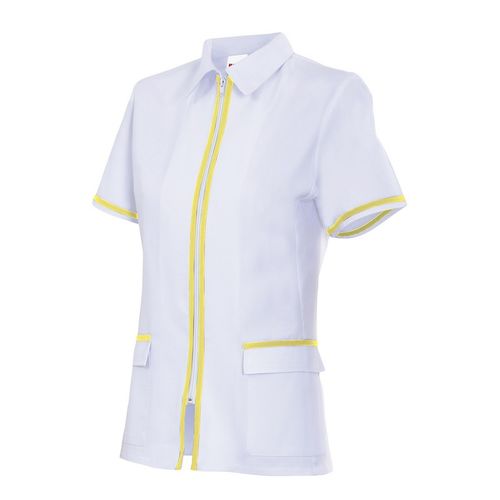 Chaqueta sanitaria entallada bicolor Blanco (7) / Amarillo Claro (43) Talla 2