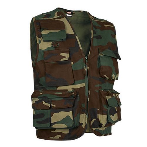 Chaleco multibolsillos tipo reportero. Camuflaje Talla M