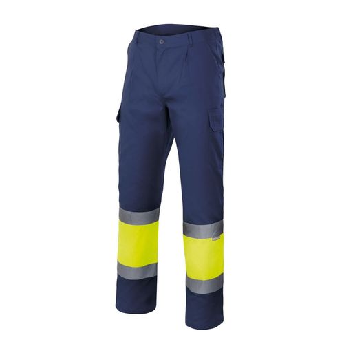 Pantalón bicolor alta visibilidad forrado Azul Marino / Amarillo Fluor (1/20) Talla L