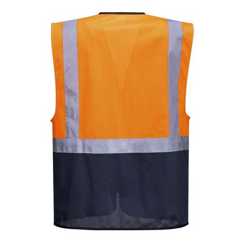 Chaleco de alta visibilidad Mod. EXECUTIVE WARSAW Azul Marino / Naranja Fluor (1/19) Talla XL