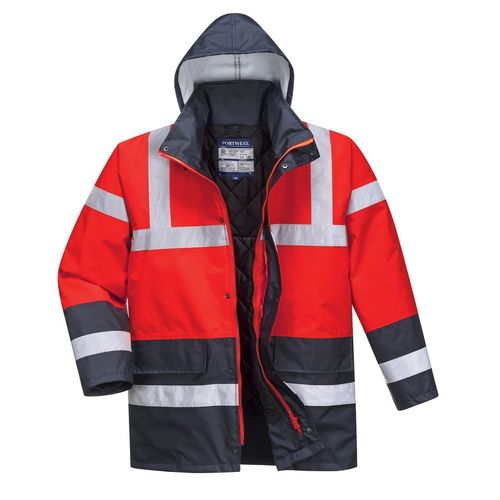 Parka de alta visibilidad Mod. Contrast Traffic Azul Marino / Rojo Fluor Talla 3XL