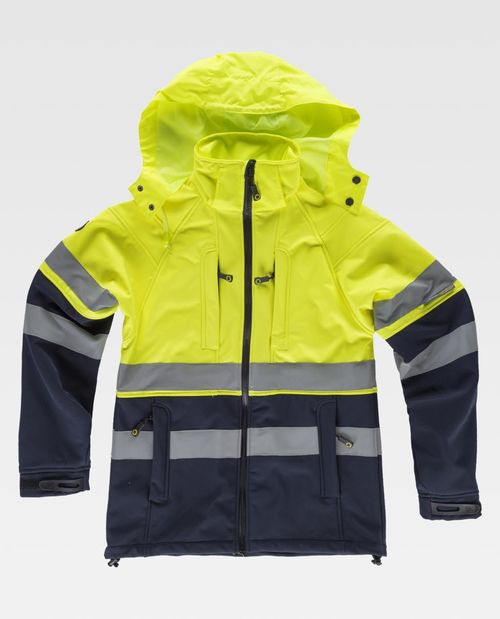 Softshell de alta visibilidad con capucha Amarillo Fluor Talla L